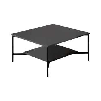 Dichiar - Table basse effet bois anthracite, noir 80x80h40 cm