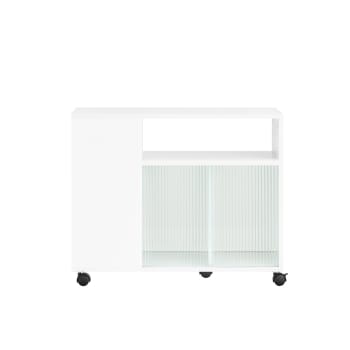 Mesa auxiliar con 2 puertas y 2 compartimentos blanco