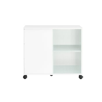 Mesa auxiliar mesa de centro con 2 puertas y 3 cajones blanco