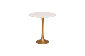 Tulipa - Table d'appoint en marbre blanc et or