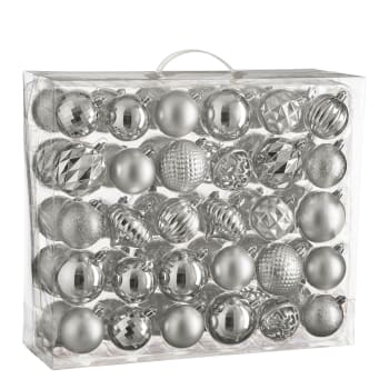 24 Boules De Noël Incassables Bleu Glacier - 60 Mm Avec Brillance Et Paillettes