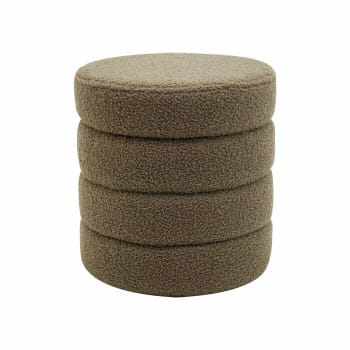 Pouf contenitore rotondo in tessuto verde oliva