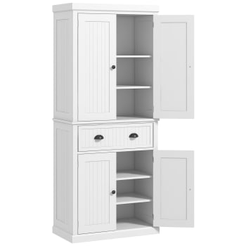 Buffet haut de cuisine blanc laqué style contemporain - 4 portes, 3
