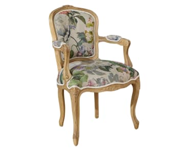 Louvre - Fauteuil cabriolet en bois massif et tissu fleuri