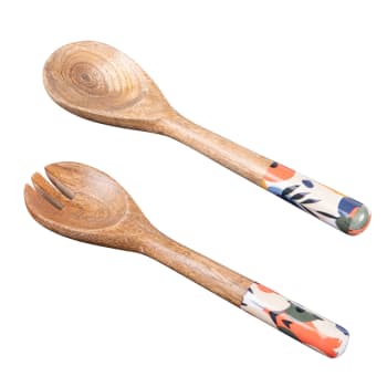 Set couverts a salade en bamboo 27cm