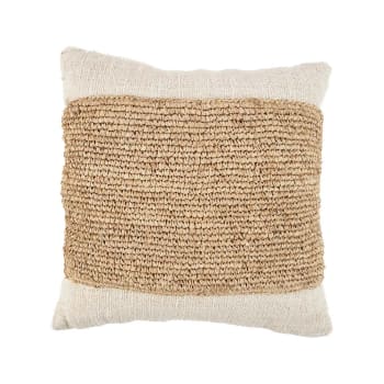 2025_summer - Coussin en coton et raphia naturel 50x50