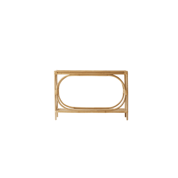 Casâme Consolle con 2 cassetti in Rattan, Struttura in Metallo, Industriale e Naturale, consolle d'ingresso, Salone, Rattan, Legno Chiaro, 100 x 35 x 80 cm