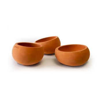 Brut - Lot de 3 photophores béton terracotta