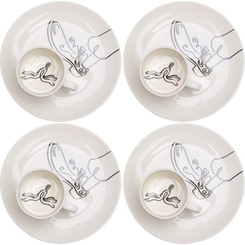 Generic Set 6 Tasses A Café Avec Sous Tasses En Porcelaine Fine Detail Noir 66400356