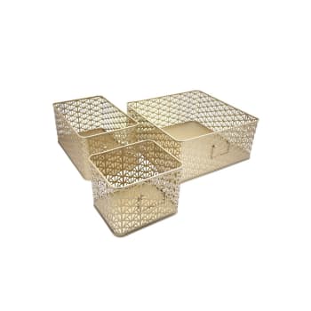 Set di 3 cestini Sole in fibra naturale con manici