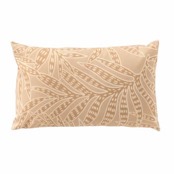 Housse De Coussin Effet Raphia Rectangle 50x30 Cm - Rayures Bicolores, Pour Intérieur Et Extérieur
