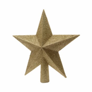 Stella Per Albero Di Natale Oro 12 Cm BESTOYARD - A 5 Punte Lucida Con Supporto A Cono, Decorazione Festiva