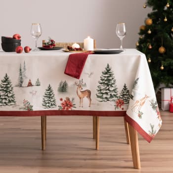Nappe De Noël Anti-taches 100% Coton Vert 155x155 Cm Tartan Cheer