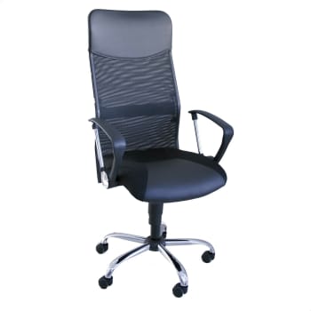 Silla de escritorio de metal y polipiel negro 62x70x110 cm