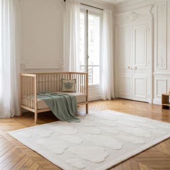 Tapis De Jeu Pour Enfants Motif Nuages – 120x170 Cm, Rose, Doux, Résistant, Adapté Chauffage Au Sol