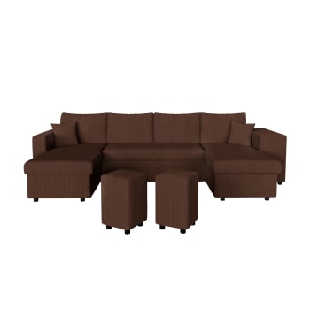 Canapé convertible angle réversible tissu marron Gary 206cm | Leroy Merlin