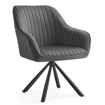 Chaise salle à manger velours avec accoudoirs gris