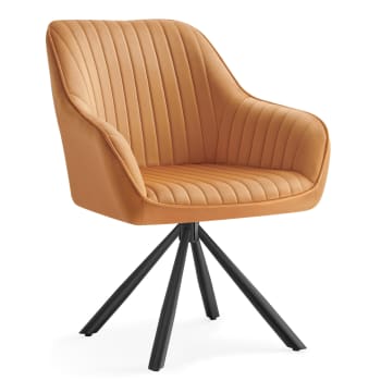 Chaise salle à manger velours avec accoudoirs marron