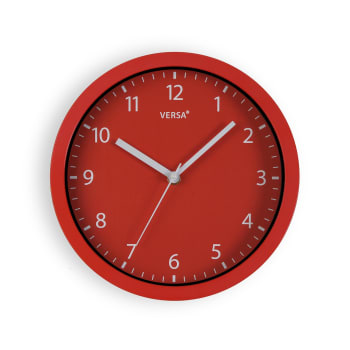 Horloge Murale Ronde Plastique – 20 Cm – Fond Noir – Quartz – Sans Marque