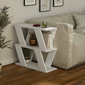 Tavolino Angolare In Acrilico Trasparente 2 Livelli | Comodino Moderno 34x34x50 Cm Per Soggiorno, Bagno O Camera Da Letto