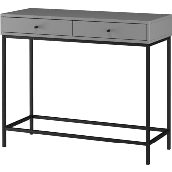 Baxton Studio Sherwin Consolle Con 2 Cassetti E Ripiano Aperto - Stile Metà Secolo, Marrone E Nero, Accenti In Rattan - 3