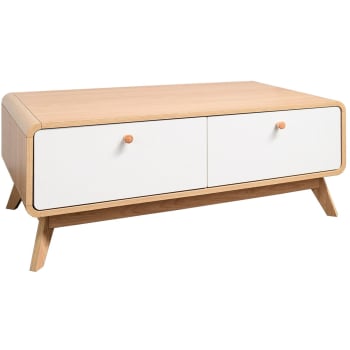 TV-Möbel mit 2 Nischen und 1 Tür mit seinem Wandregal - L135 cm - Weiß ...