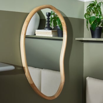 Miroir Mural Marron en Bois d'Hévéa 120 x 57 cm Décoratif Accessoire Miroir Mural Marron en Bois d'Hévéa 120 x 57 cm Décoratif Accessoire