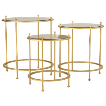 Set di 2 tavolini Vetro Oro Sierra | Maisons du Monde