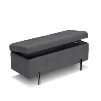 Panca Contenitore IDMarket In Tessuto Grigio Chiaro – 100 Cm Con Gambe In Legno
