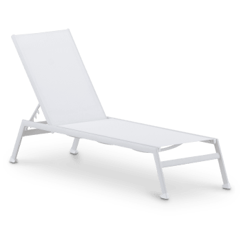 Punta cana - Chaise longue de jardin en aluminium et textilène blanc