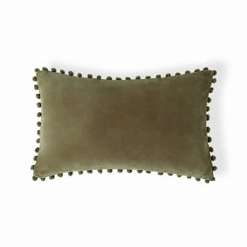 Velvet - Cojín algodón verde caqui 50x30