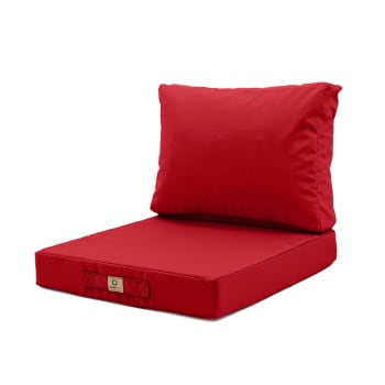 Set De 2 Coussins Fauteuil Effet Lin Déhoussables - 60x60 Cm Et 60x35 Cm - Beige - Pour Intérieur Et Véranda