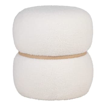 Pouf-Coffre Floki Ø37cm Matelassé Blanc - Rangement & Assise (110kg Max) - Déco D'intérieur