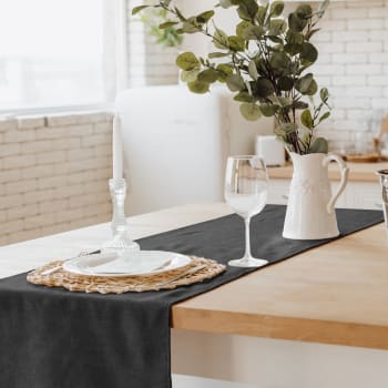 Emma Barclay Eclat - Diamante Table Runner in Black - 13x90 (33x228cm
