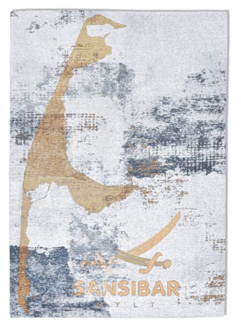 Keitum - Tappeto tessuto in poliestere e cotone oro 130x190 cm
