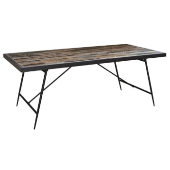 Table à Manger Haute Maisons Du Monde - Bois De Manguier Et Métal - 125x75x125 Cm - Cuisine/Salle à Manger