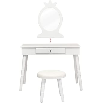Ivy Bronx Tabouret de coiffeuse réglable, tabouret pivotant à 360