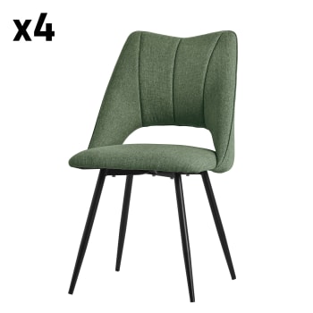 en.casa] Set di 6 Sedie Imbottite da Sala Pranzo con Gambe in Legno Massiccio Rivestimento in Tessuto per Cucina Salotto Ufficio - Grigio Scuro