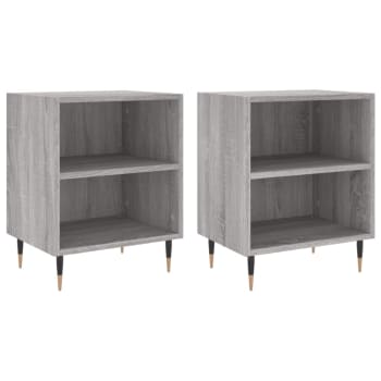 KOMFOTTEU Set di 2 Comodini in legno, Tavolino (2 x Marrone 3 Ripiani