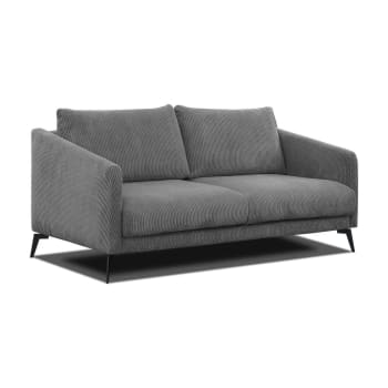 Canapé 3 Places Gris Foncé 180 Cm - Tissu Polyester, Rembourrage Mousse, Cadre Métal - Dimensions 198x77x80 Cm