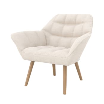 Simba - Fauteuil en tissu bouclé blanc