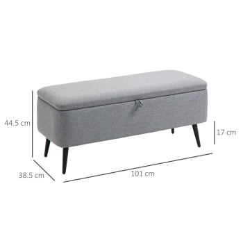 Panca Fondo Letto HOMCOM Imbottita Grigia - Seduta 82 Cm In Peluche Con Gambe Metallo