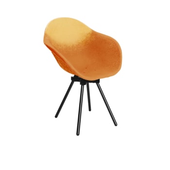 Gravene - Fauteuil en plastique recyclé jaune, pied en acier revalorisé