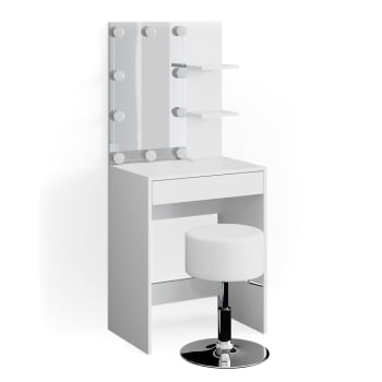 Vicco coiffeuse Laura, Blanc, 70 cm avec éclairage LED et tabouret