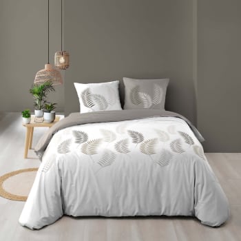 Parure De Lit 3 Pièces Douceur D'Intérieur - Housse Couette 240x220 Cm + 2 Taies - 100% Coton Imprimé Goyave