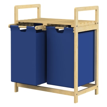 Cesto Portabiancheria In Bambù 150L Con 3 Scomparti E Coperchio - Pieghevole, Francese - 4
