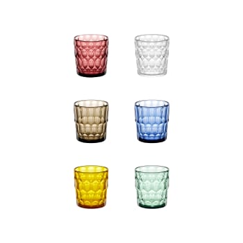 Vanity - Lot de 6 verres bas en acrylique biologique multicolore 36 cl