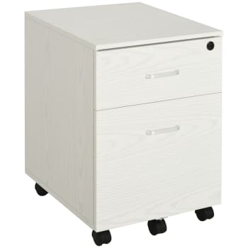 Cassettiera Da Ufficio Portadocumenti DecHome 40x35x60 Cm - Con 2 Cassetti, Ripiano Aperto, Ruote, Colore Rovere