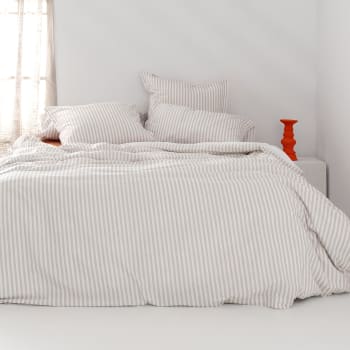 Housse de couette satin de coton égyptien elegance beige Mpc Maison