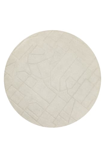 Tapis rond design avec effet relief blanc 160 x 160 Cleo | Maisons du Monde